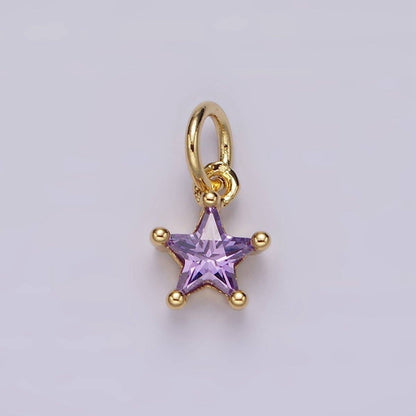 14K Gold Filled Celestial Star CZ Birthstone Personalized Add-On Charm | AG549 - AG560: Dark Blue
