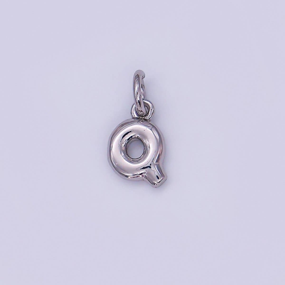 White Gold Filled 10mm Initial Letter Chubby Balloon Mini Charm | A029 - A041: Letters Set