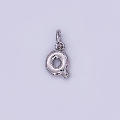 White Gold Filled 10mm Initial Letter Chubby Balloon Mini Charm | A029 - A041: Letters Set
