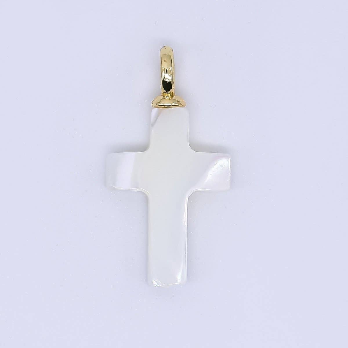 24K Gold Shell Pearl Shiny Holy Cross Charm Pendant | AF-552 P-1738: Small