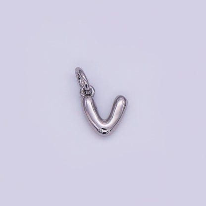 White Gold Filled 10mm Initial Letter Chubby Balloon Mini Charm | A029 - A041: Letters Set