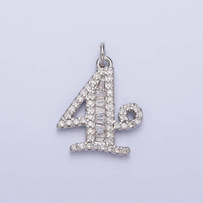 Micro Pave CZ Numbering Charms Pave Dangle Silver Number Charms Women Pave Number Findings Number 0-9 Charms AC529 - AC538: 7