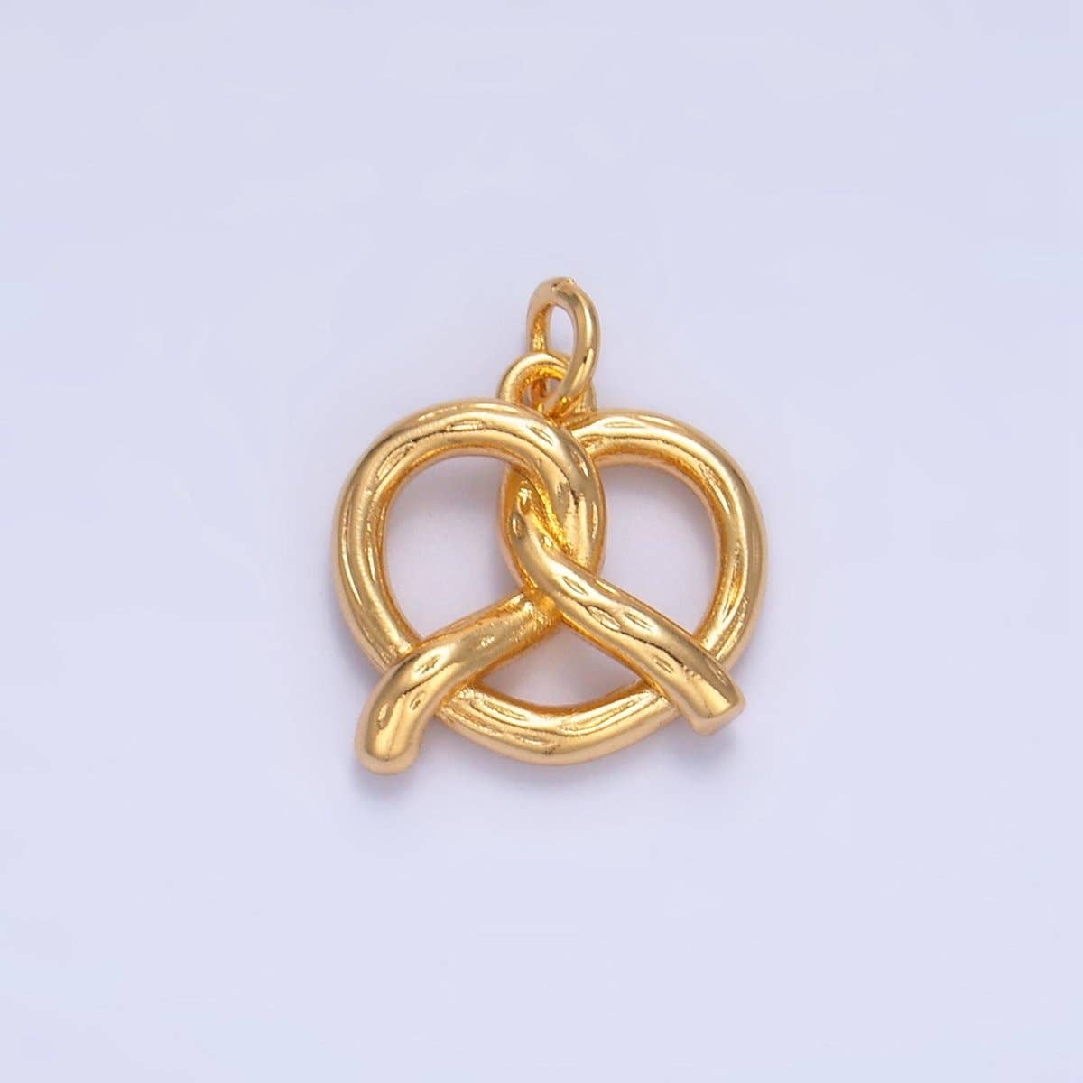 24K Gold Filled 12.5mm Mini Pretzel Pastry 3D Minimalist Charm in Gold & Silver | W105: Silver