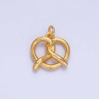 24K Gold Filled 12.5mm Mini Pretzel Pastry 3D Minimalist Charm in Gold & Silver | W105: Silver
