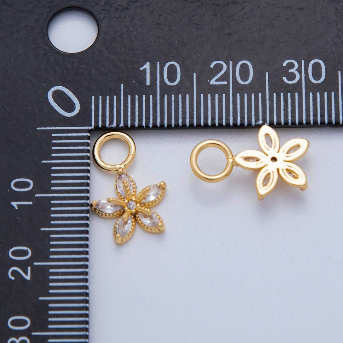 18K Gold Filled Marquise CZ Flower Add-On Drop Earring Charm | AF768