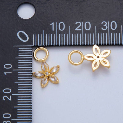 18K Gold Filled Marquise CZ Flower Add-On Drop Earring Charm | AF768