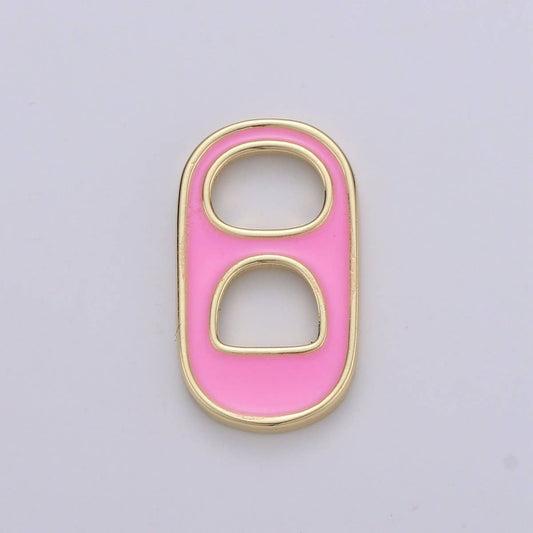 Black, Blue, Pink, Green, Yellow, Red Enamel Bottle Opener Gold Filled Charm - D-374- D-383: Pink