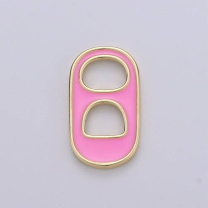 Black, Blue, Pink, Green, Yellow, Red Enamel Bottle Opener Gold Filled Charm - D-374- D-383: Teal
