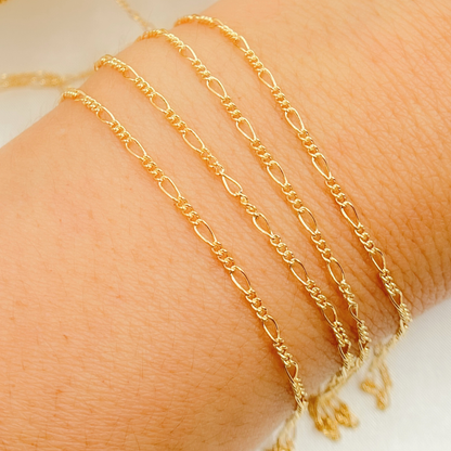 Permanent  Jewelry  14k Gold Filled Figaro Chain: 7in. / 2.1mmx3mm / Figaro