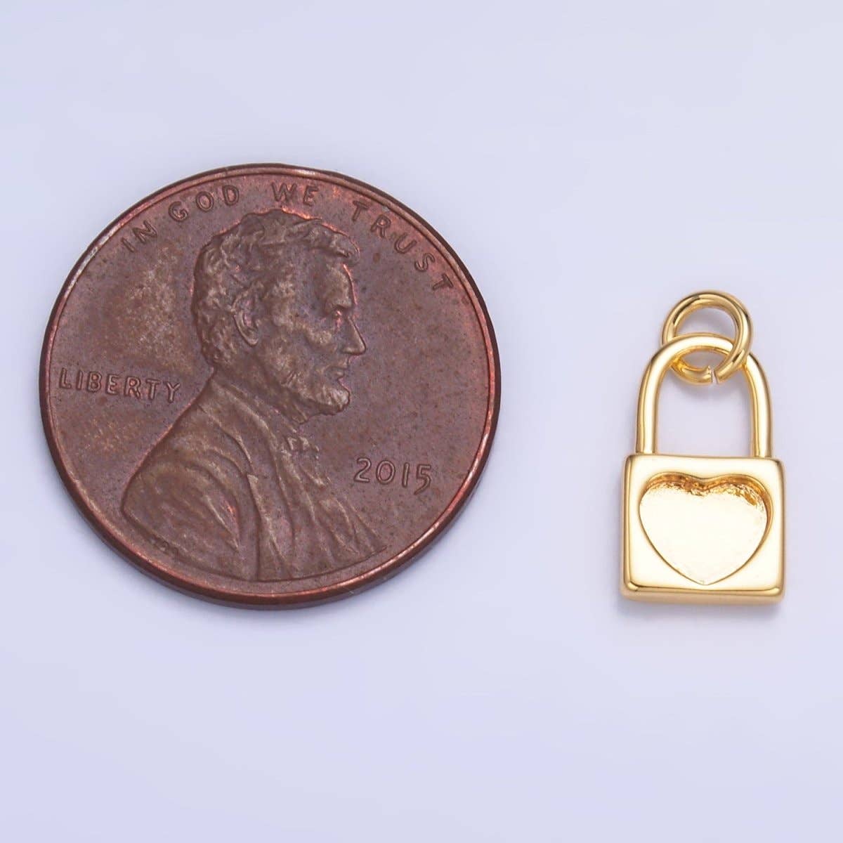 24K Gold Filled Heart Padlock Mini Charm in Gold & Silver | W871: Silver