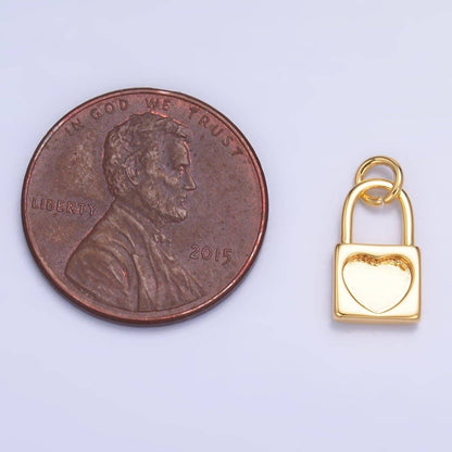 24K Gold Filled Heart Padlock Mini Charm in Gold & Silver | W871: Gold