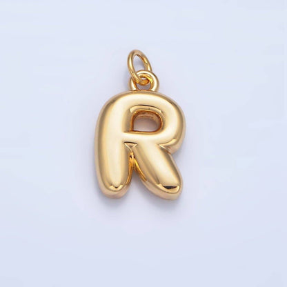 24K Gold Filled 17mm Initial Letter Chubby Balloon Charm | A1513 - A1525: Letter C