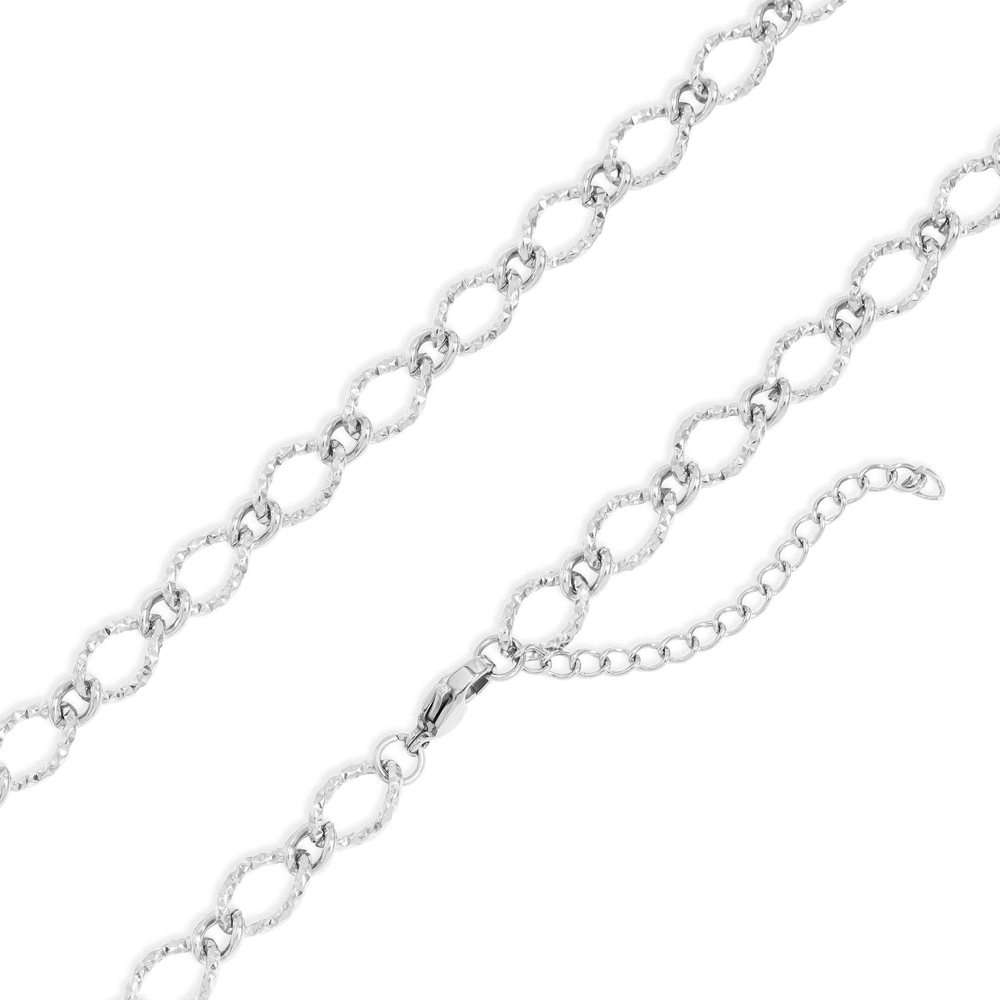18K Gold PVD Stainless Steel Hammered Oval Chain Necklace: Gold / 18+2"