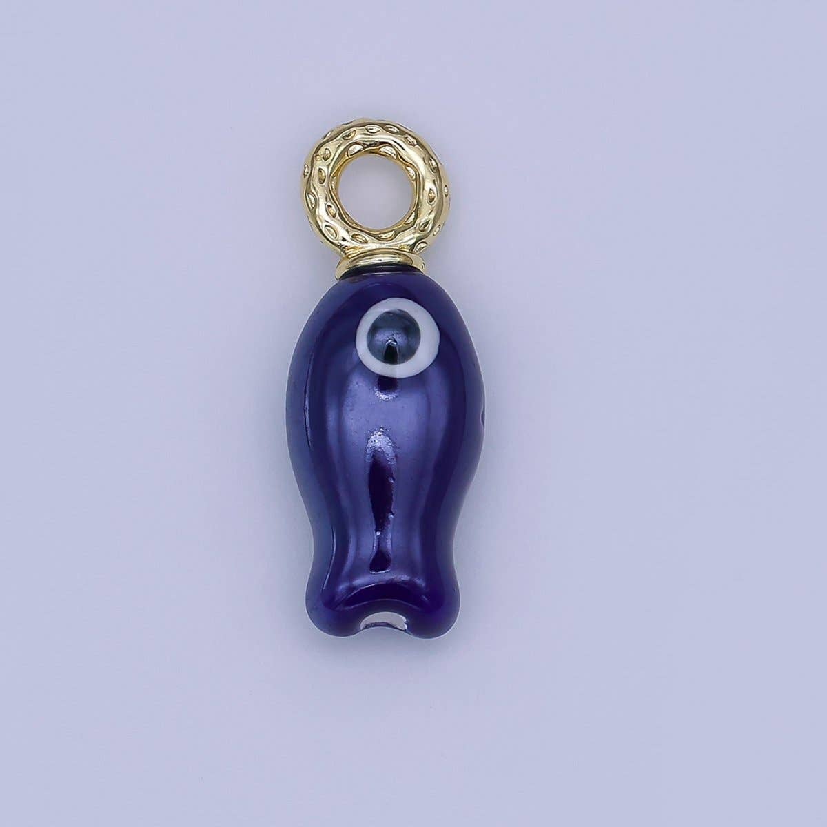 24K Gold Filled 30mm Enamel Fish Sea Animal Ceramic Drop Charm | X794 - X801: White