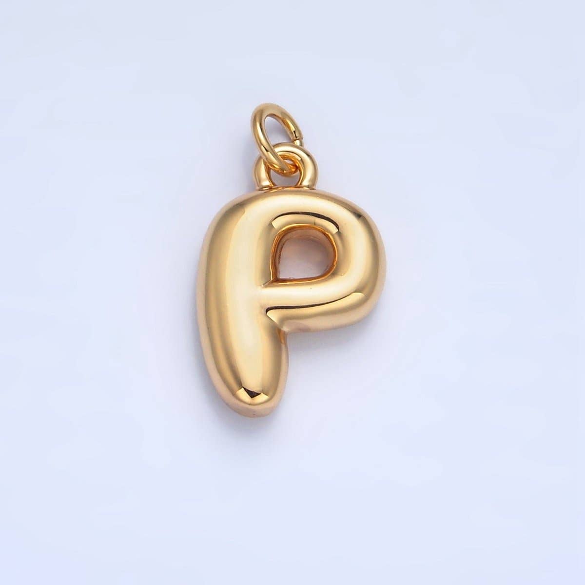 24K Gold Filled 17mm Initial Letter Chubby Balloon Charm | A1513 - A1525: Letter C