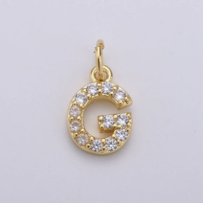 14k Gold Filled Tiny CZ Initial, Letter Alphabet Micro Pave charms Dainty Gold Cubic Pendant Charm for Necklace Bracelet Earring Add on A-099 to A-111: By Set