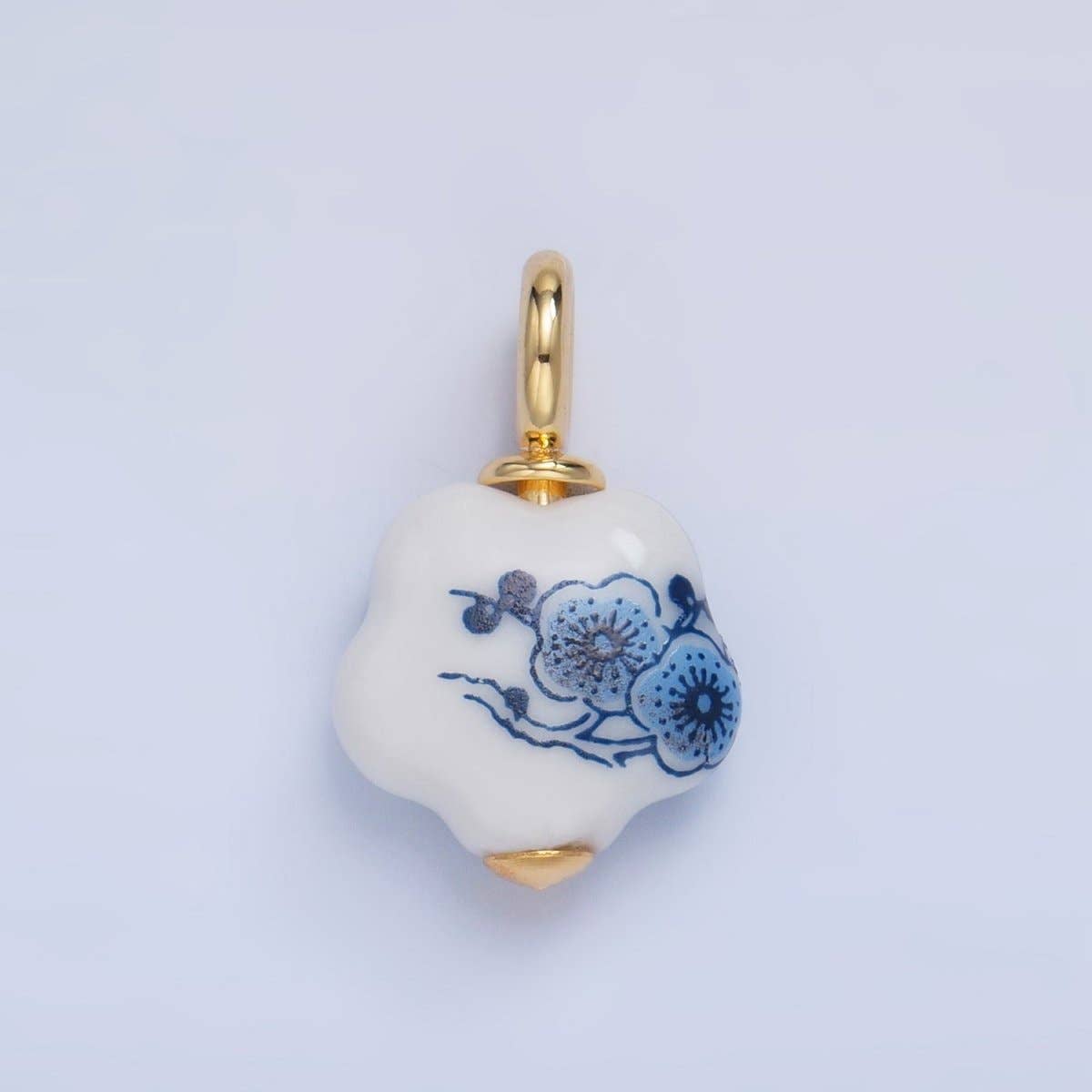 24K Gold Filled Nature Floral Mushroom Pet Sea Sell Ceramic Drop Charm: 21 Pink House