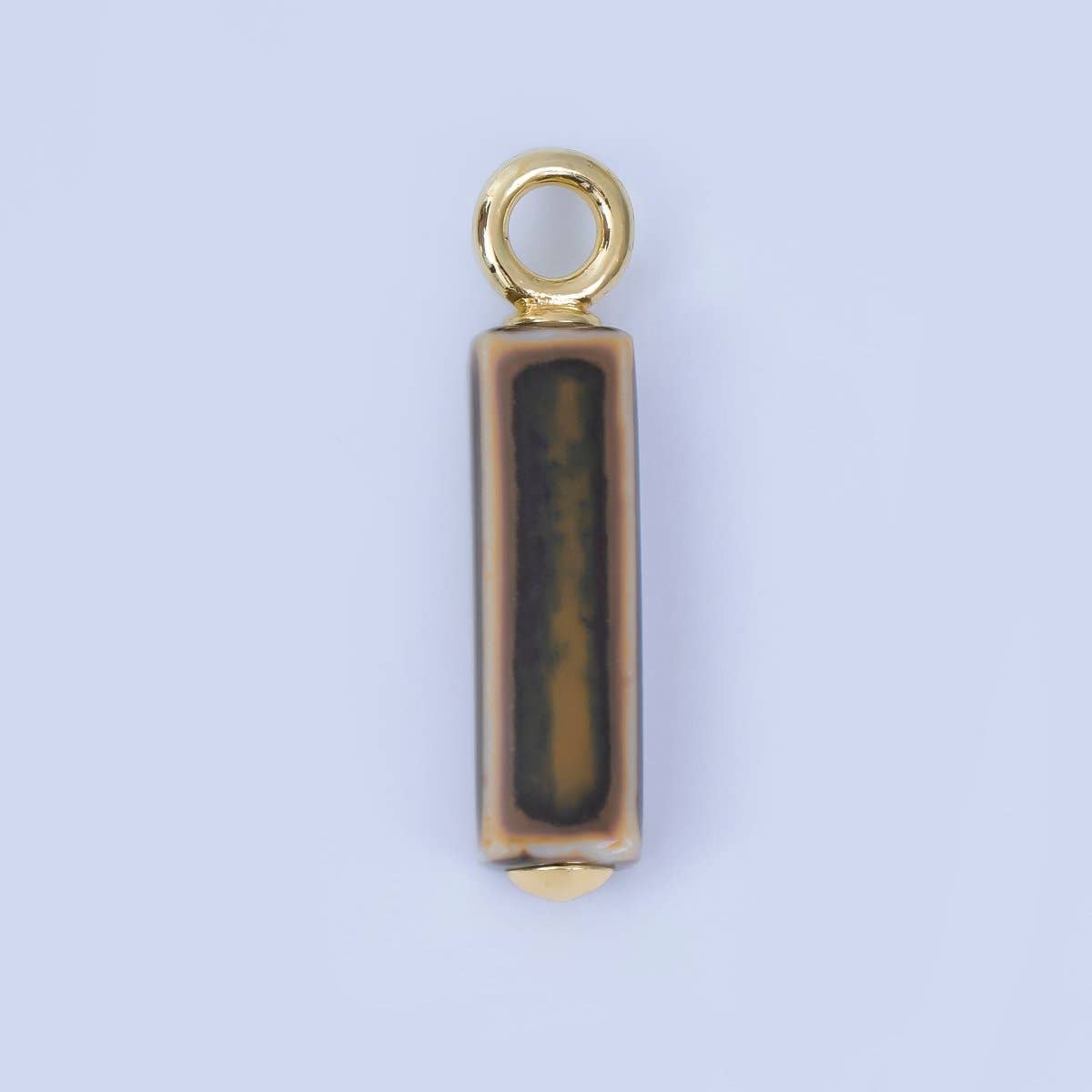 18K Gold Filled Blue, Teal, Brown, Pink Watercolor Bar Ceramic Drop Pendant | AJ-451: # 9