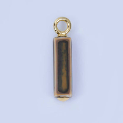 18K Gold Filled Blue, Teal, Brown, Pink Watercolor Bar Ceramic Drop Pendant | AJ-451: # 9