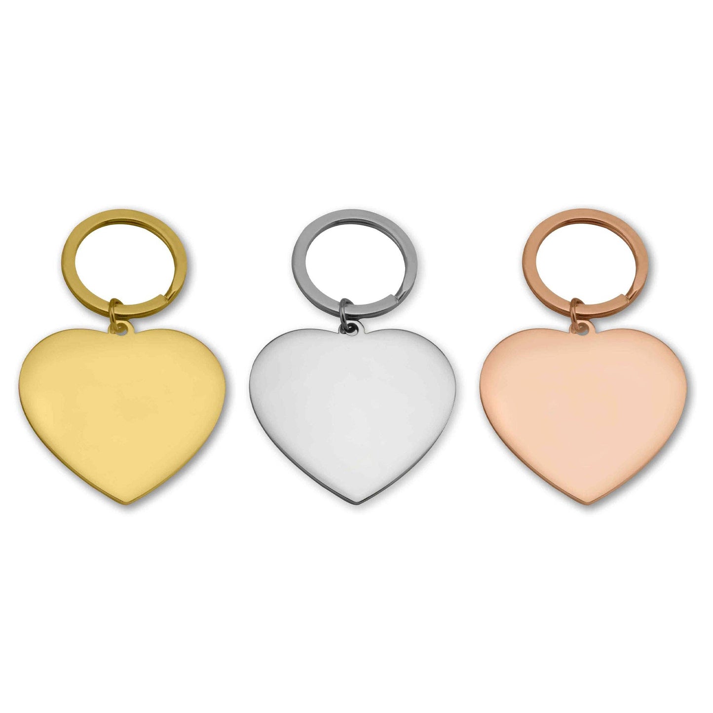 Engravable Heart Stainless Steel Keychain: Stainless / Small