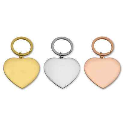 Engravable Heart Stainless Steel Keychain: Stainless / Small