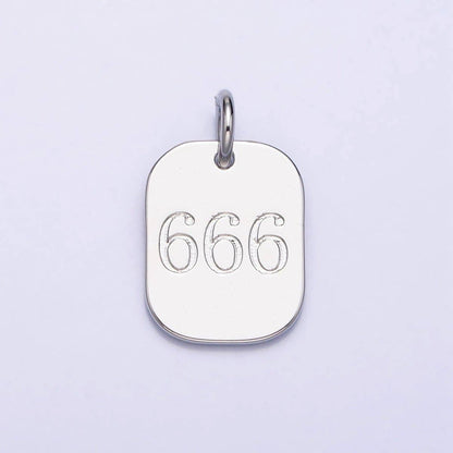Dainty Silver Tag Angel Number Numerology Engraved Small Military Tag Charm add on Pendant | AC062-AC071: 111