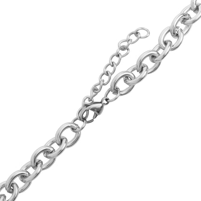 18K Gold PVD Stainless Steel Chunky Chain Lariat Necklace: Gold