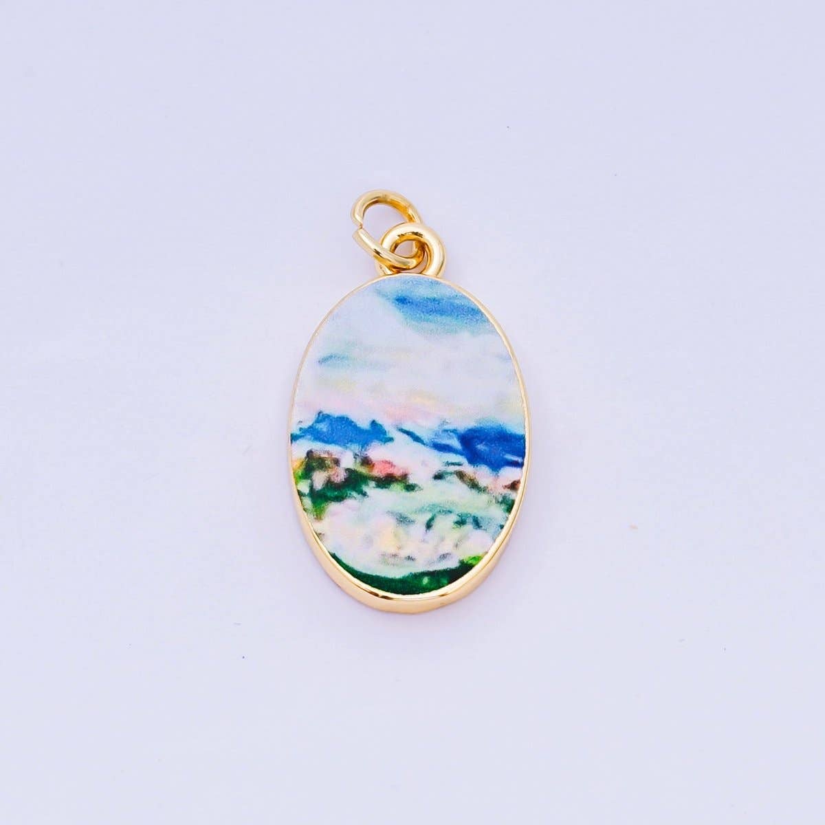 24K Gold Filled 23mm Enamel Art Oval Spring Holiday Charm in Flower, Butterfly, & Nature | AH-544 AH-545, AJ-513, AJ-514, AJ-520, AJ-528 - AJ530, AJ-532 - AJ-535, AJ-539 AJ-540, AJ-544 AJ-545, AJ-547: 18. Tomato