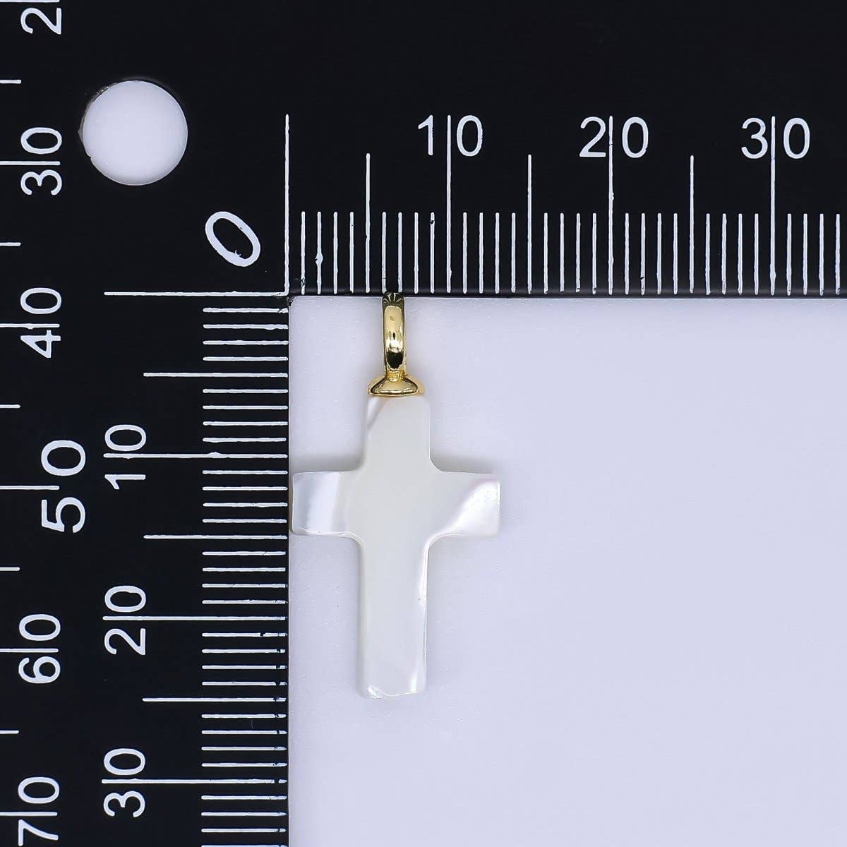 24K Gold Shell Pearl Shiny Holy Cross Charm Pendant | AF-552 P-1738: Small