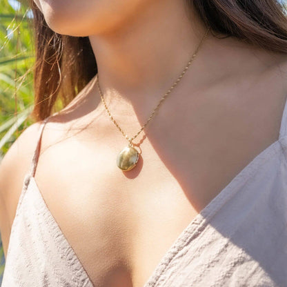 Small - 18K Gold PVD Stainless Steel Round Locket: Gold