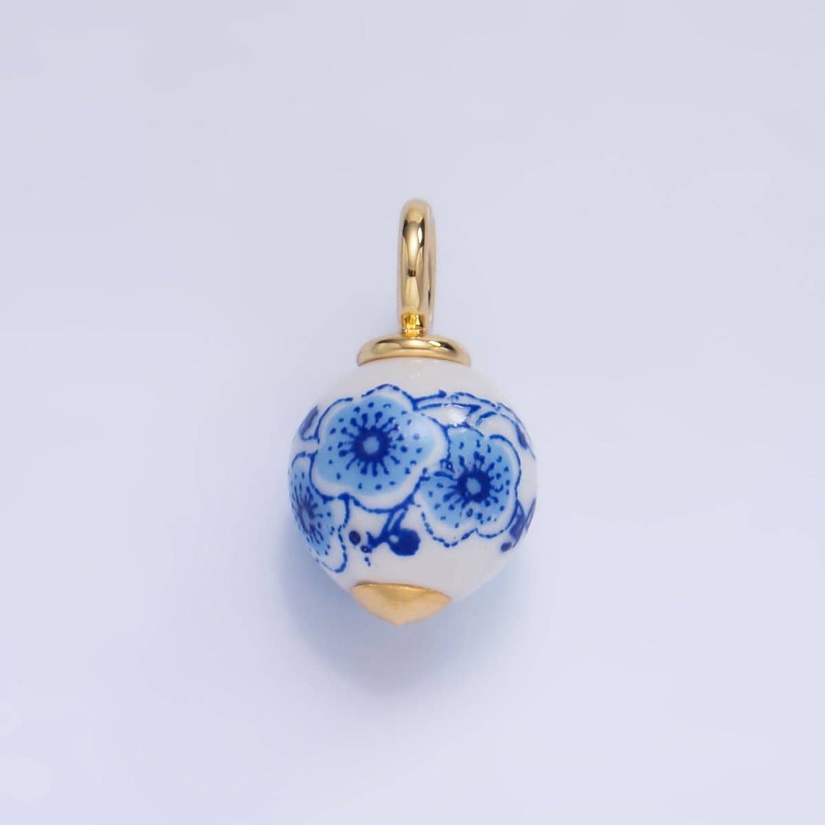 24K Gold Filled Nature Floral Mushroom Pet Sea Sell Ceramic Drop Charm: 21 Pink House
