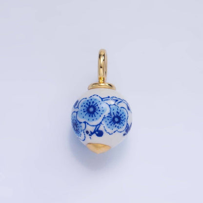 24K Gold Filled Nature Floral Mushroom Pet Sea Sell Ceramic Drop Charm: 21 Pink House