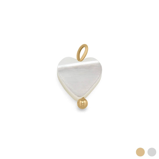 18K Gold PVD Stainless Steel Shell Heart Charm: Gold