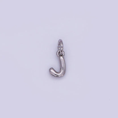 White Gold Filled 10mm Initial Letter Chubby Balloon Mini Charm | A029 - A041: Letters Set