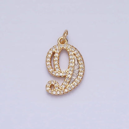 Micro Pave CZ Numbering Charms Pave Dangle Gold Filled Over Brass Number Charms Women Pave Number Findings Number 0-9 Charms AC519 - AC528: All # 0-9