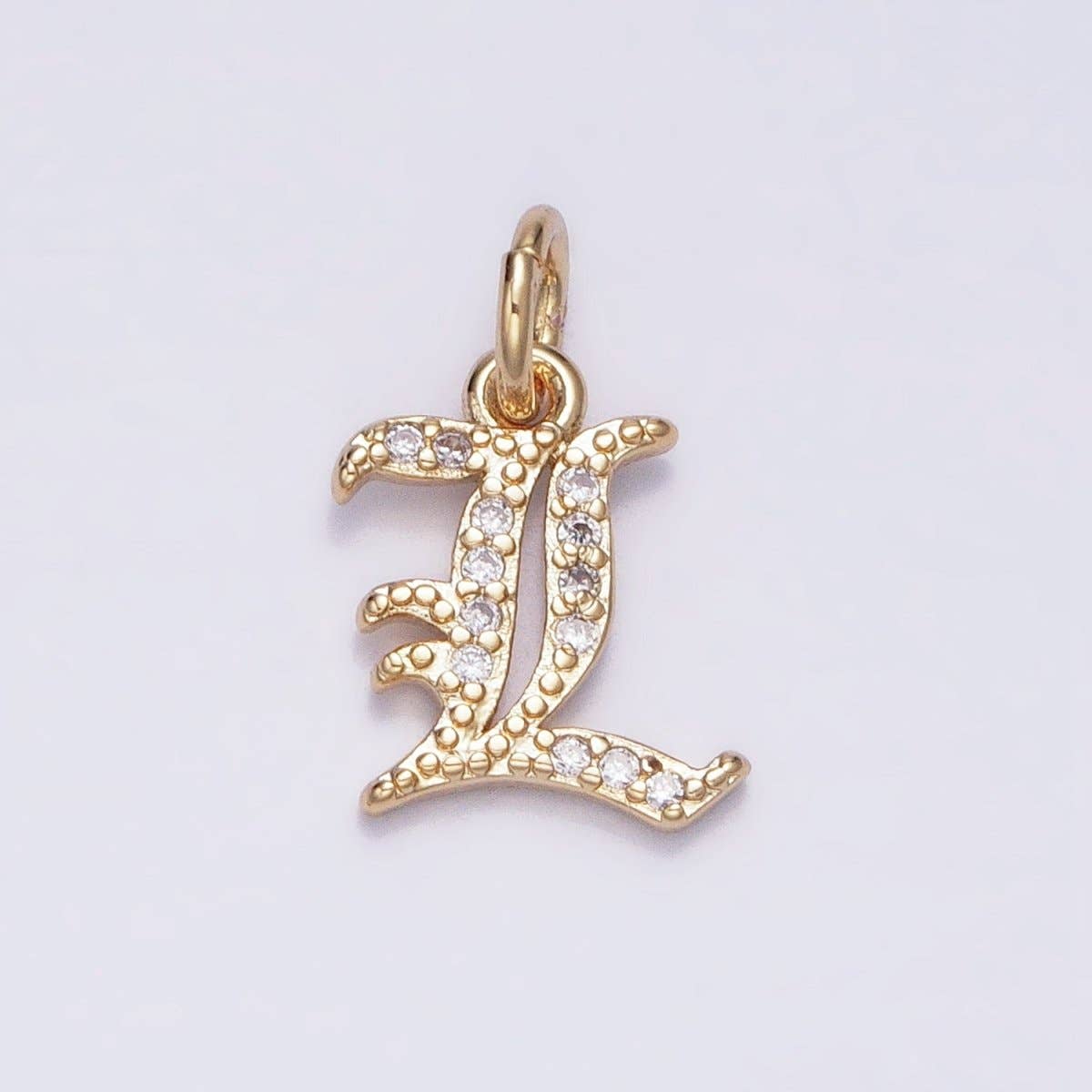 16K Gold Filled Initial Letter Old English Font Personalized Micro Paved Add-On Charm | A-572-A-584: ALL INITIAL