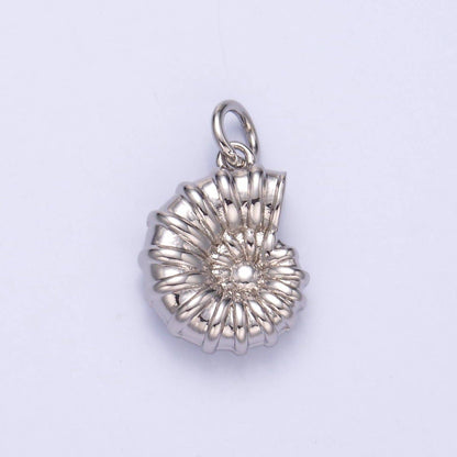 24K Gold Filled Nautilus Shell Multidimensional 3D Charm in Gold & Silver | N014: Silver