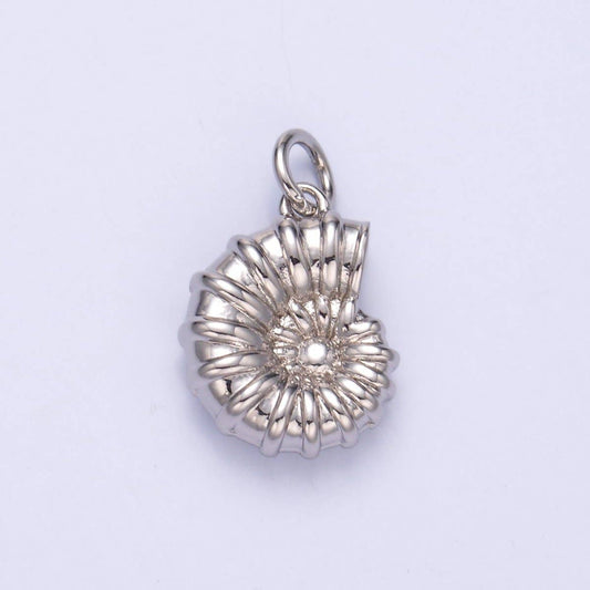 24K Gold Filled Nautilus Shell Multidimensional 3D Charm in Gold & Silver | N014: Silver