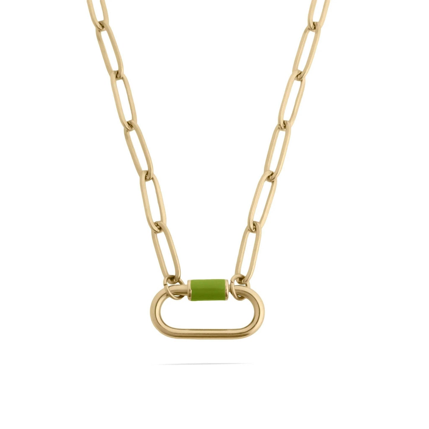 18K Gold PVD Colorful Carabiner Necklace: Purple / 18"+2"