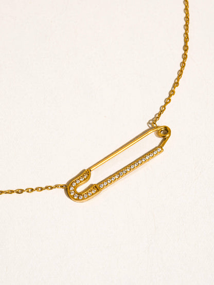 Lyselle 18K Gold Non-Tarnish Dainty Bar Necklace: Yellow Gold