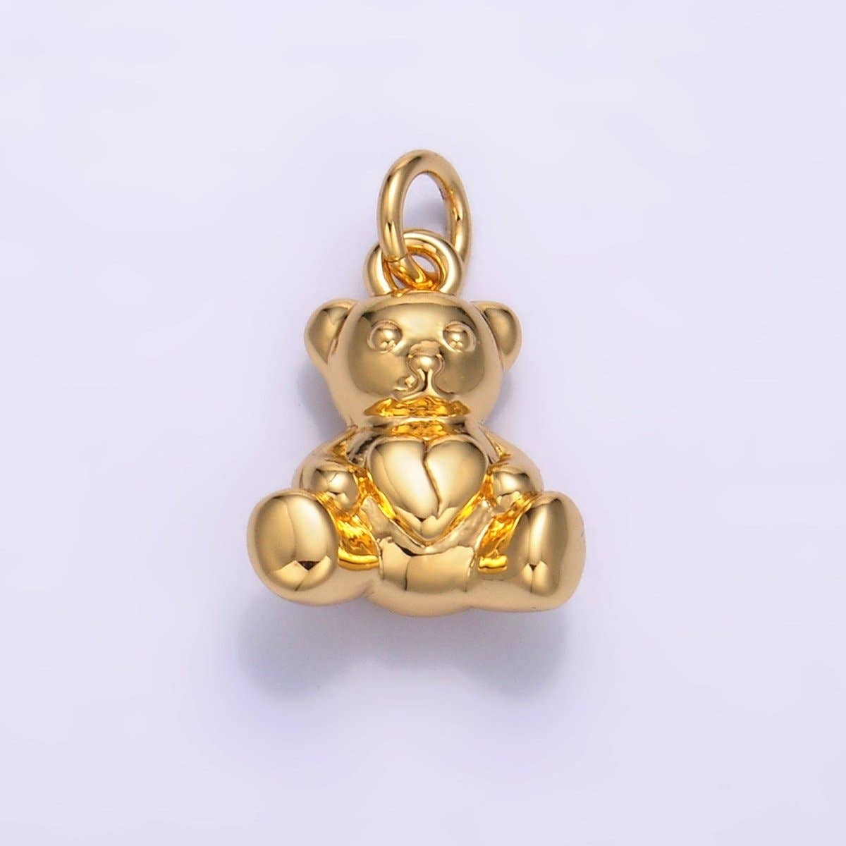 24K Gold Filled Heart Teddy Bear 3D Multidimensional Charm | W215
