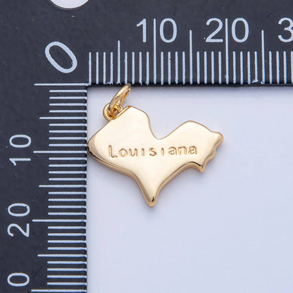 18K Gold Filled United States of America State Map Charm in Gold & Silver | AK064 - AK113: SILVER / 49. Texas