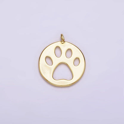 14K Gold Filled 12mm Pawprint Pet Animal Round Open Charm | AC-866