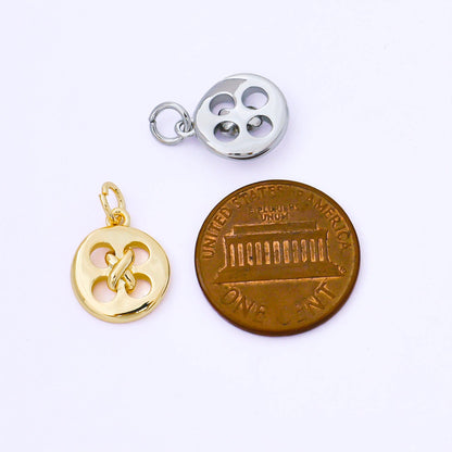 24K Gold Filled 11mm Clothes Buttons Charm in Gold & Silver | AF1549: SILVER