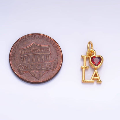 24K Gold Filled "I LOVE LA, NY" (Los Angeles, New York) City Script CZ Charm | W322 W323: Los Angeles