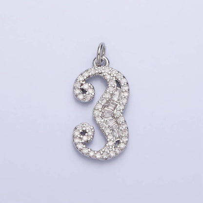 Micro Pave CZ Numbering Charms Pave Dangle Silver Number Charms Women Pave Number Findings Number 0-9 Charms AC529 - AC538: 7