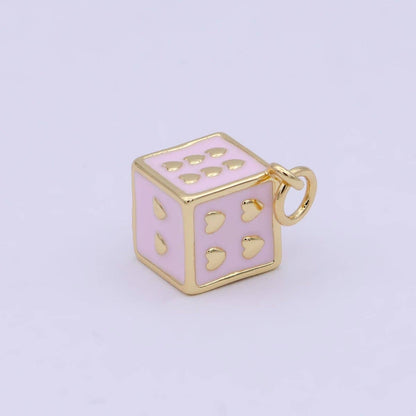Mini Pink Gold Dice Charm For Gambling Las Vegas Jewelry Inspired for girl women W-166