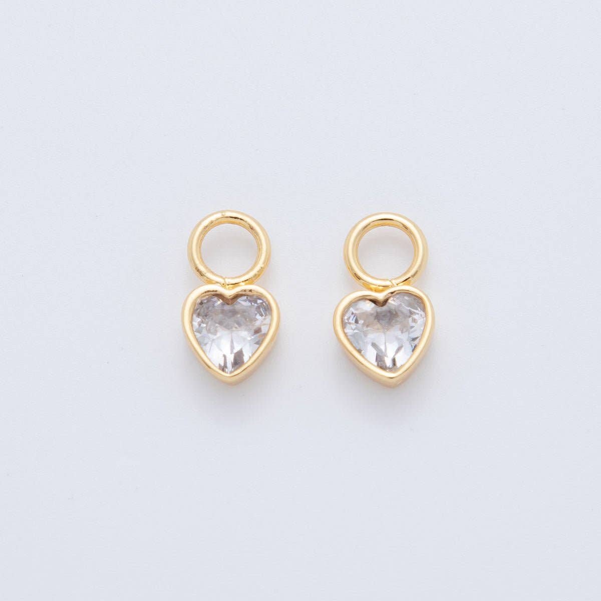 18K Gold Filled Clear CZ Heart Add-On Drop Earring Charm | AF742