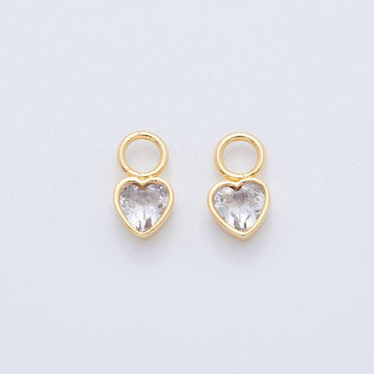 18K Gold Filled Clear CZ Heart Add-On Drop Earring Charm | AF742