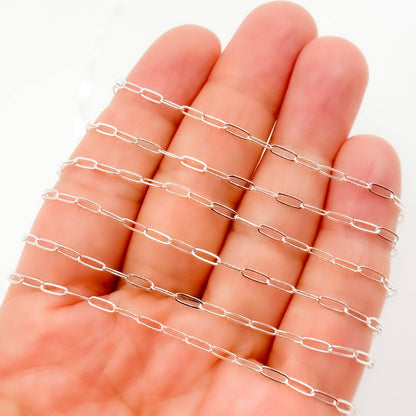 Permanent  Jewelry Sterling Silver Flat Paperclip Chain: 7in. / 4.1mm-5mm / Paperclip